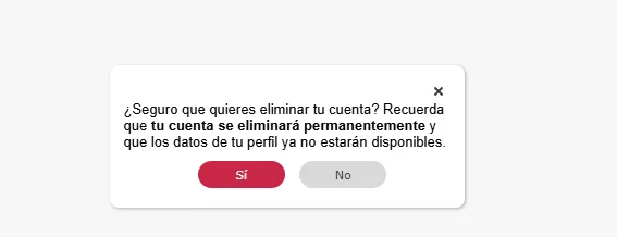 Aviso final de BongaCams antes de eliminar la cuenta