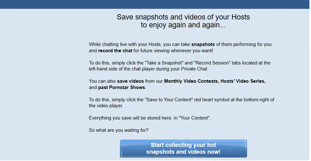 ImLive permite tomar capturas y grabar los chats privados